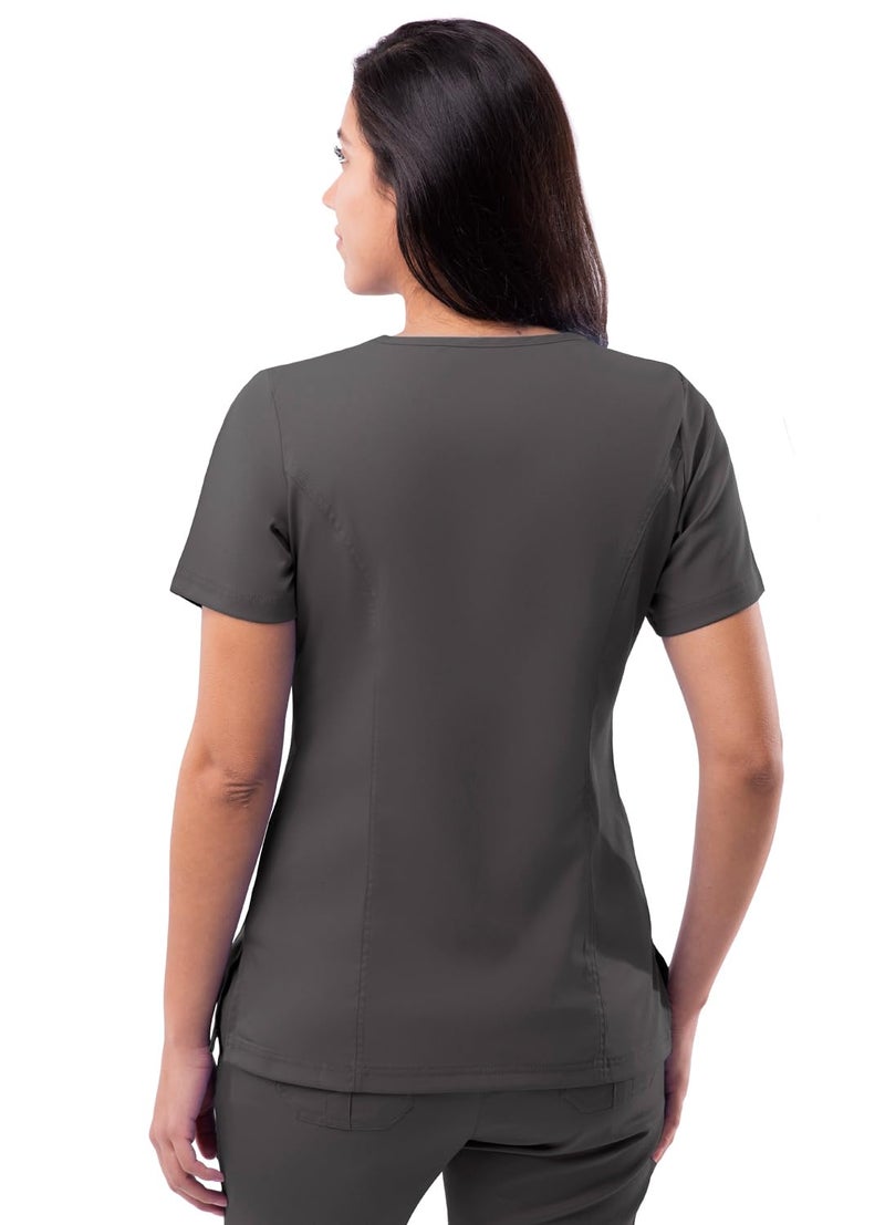 Adar Uniforms Pro Scrubs for Women - Elevated V-Neck Top - P4212 - Pewter - S - Image 2
